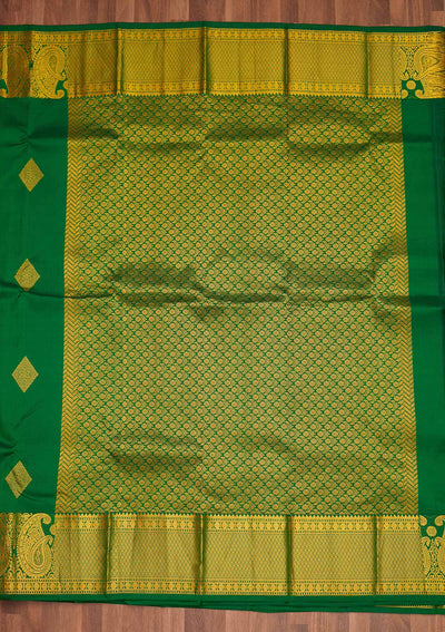 Leaf Green Zariwork Pure Silk Saree - Koskii