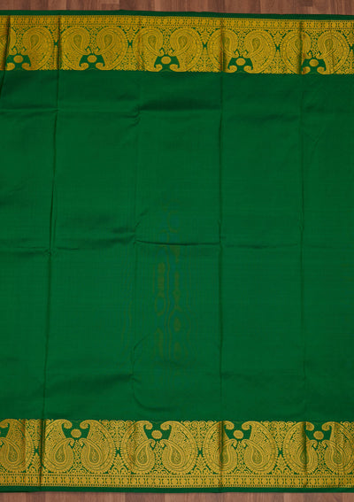 Leaf Green Zariwork Pure Silk Saree - Koskii