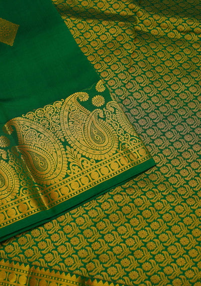 Leaf Green Zariwork Pure Silk Saree - Koskii