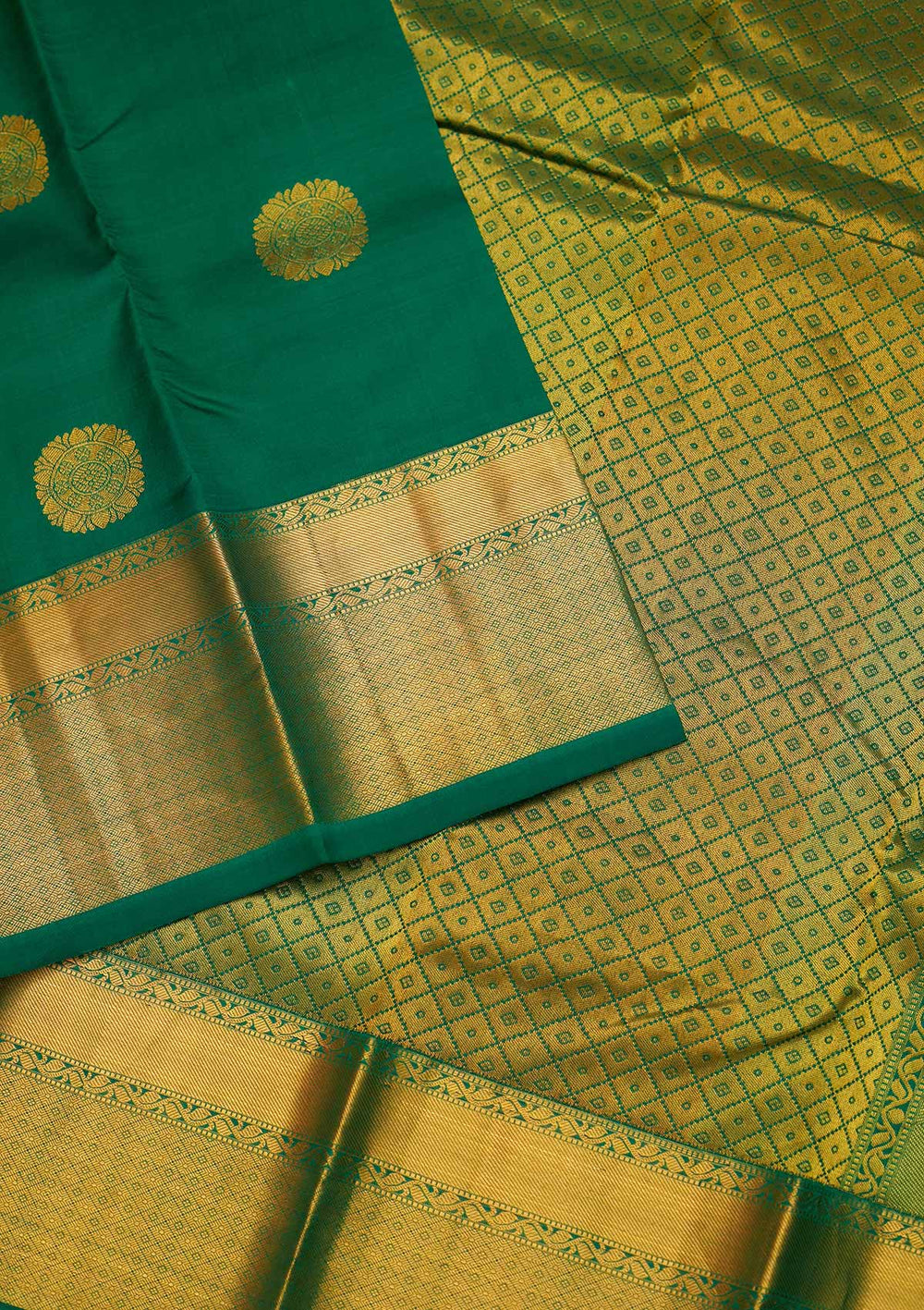Leaf Green Zariwork Pure Silk Saree - Koskii