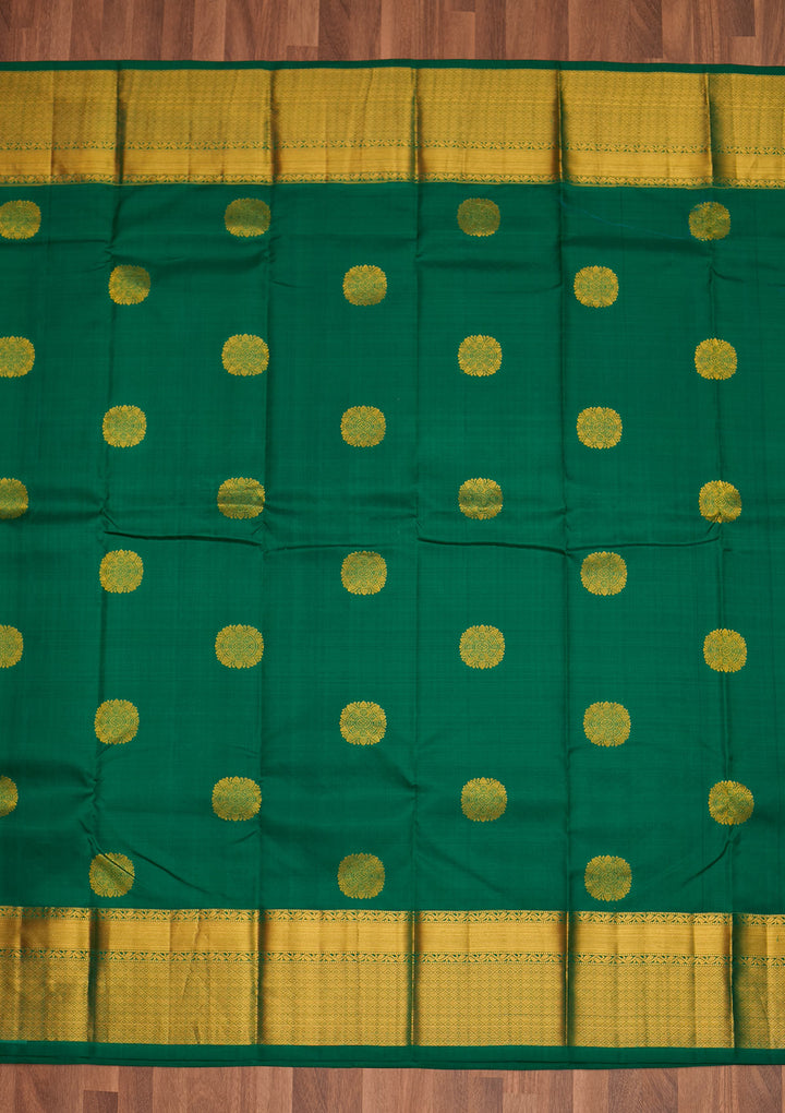 Leaf Green Zariwork Pure Silk Saree - Koskii