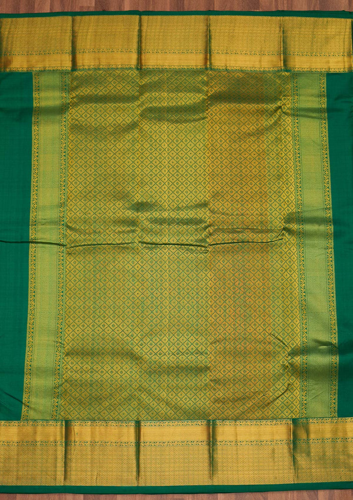 Leaf Green Zariwork Pure Silk Saree - Koskii