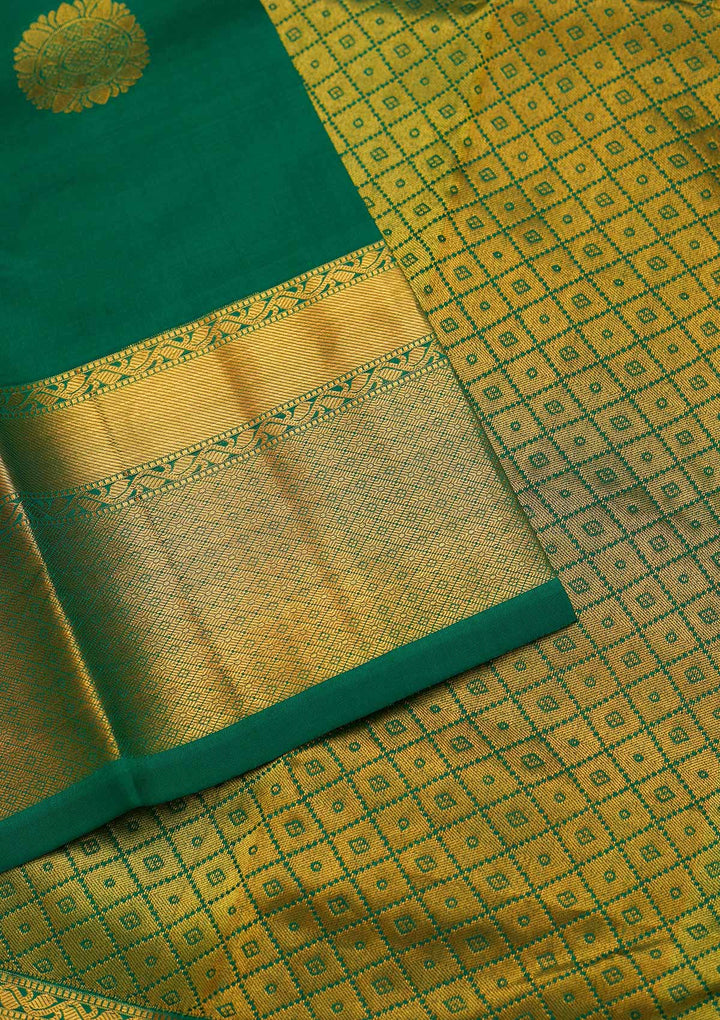 Leaf Green Zariwork Pure Silk Saree - Koskii
