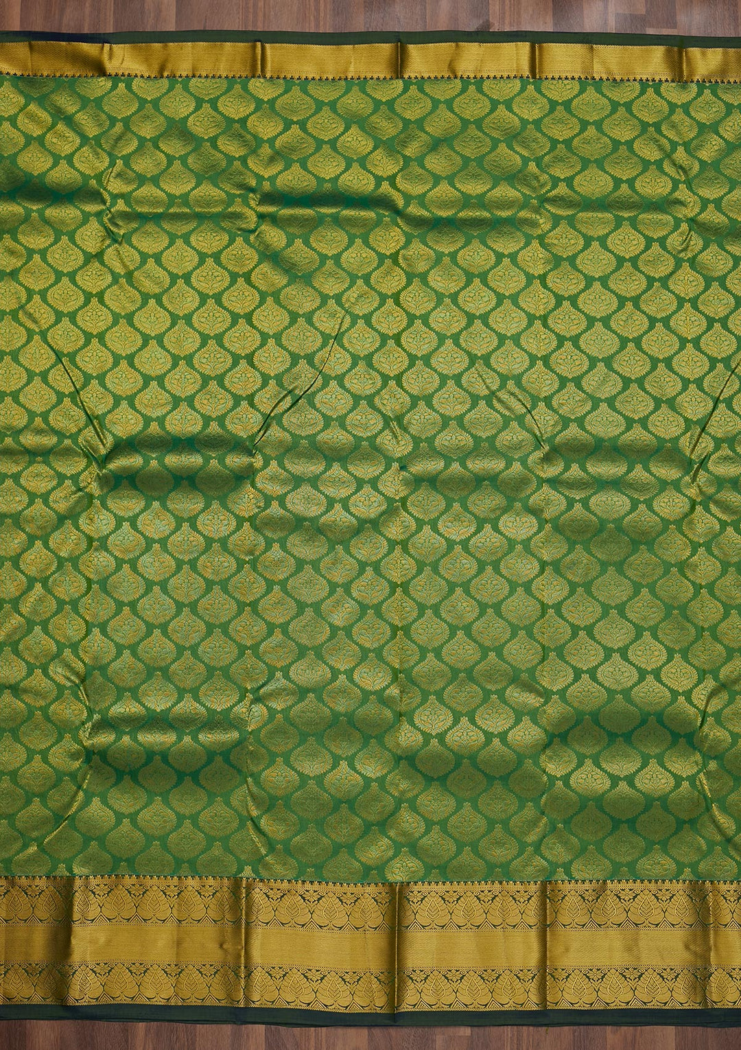 Leaf Green Zariwork Pure Silk Saree-Koskii