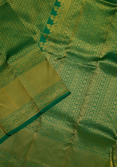 Leaf Green Zariwork Pure Silk Saree-Koskii