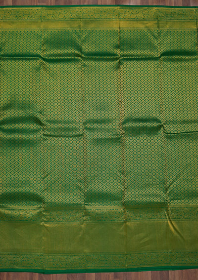 Leaf Green Zariwork Pure Silk Saree-Koskii