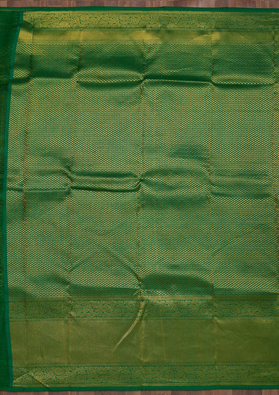 Leaf Green Zariwork Pure Silk Saree-Koskii