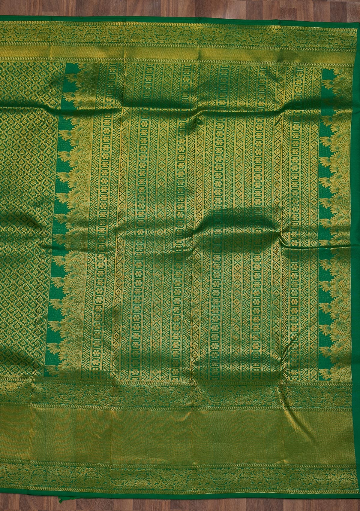 Leaf Green Zariwork Pure Silk Saree-Koskii