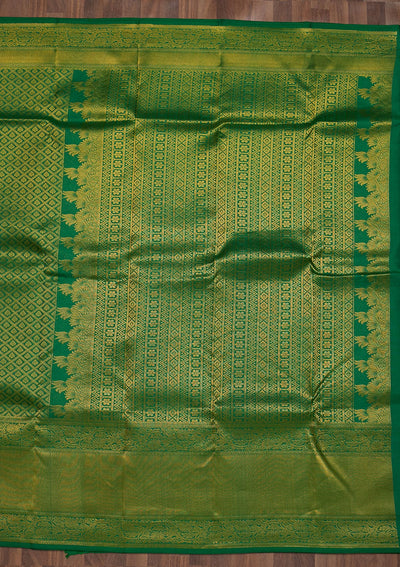 Leaf Green Zariwork Pure Silk Saree-Koskii