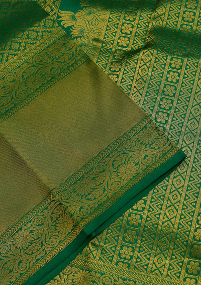 Leaf Green Zariwork Pure Silk Saree-Koskii