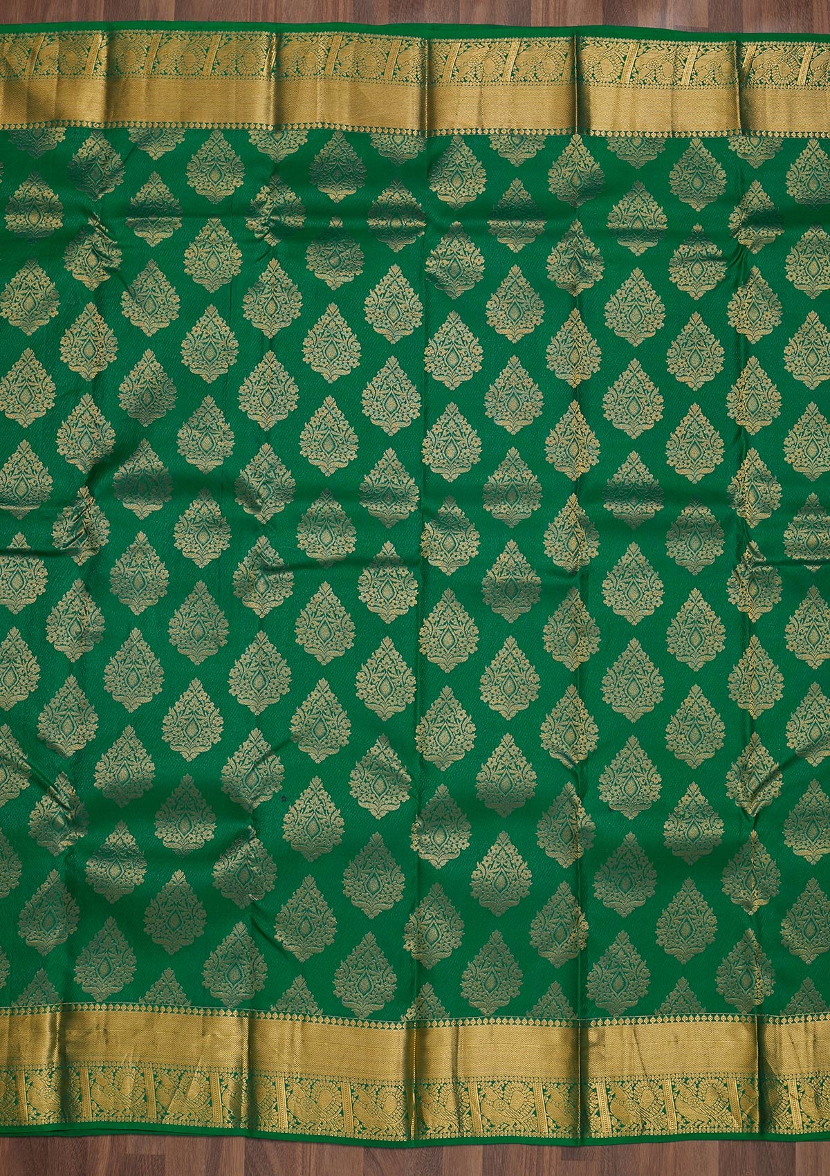Leaf Green Zariwork Pure Silk Saree-Koskii