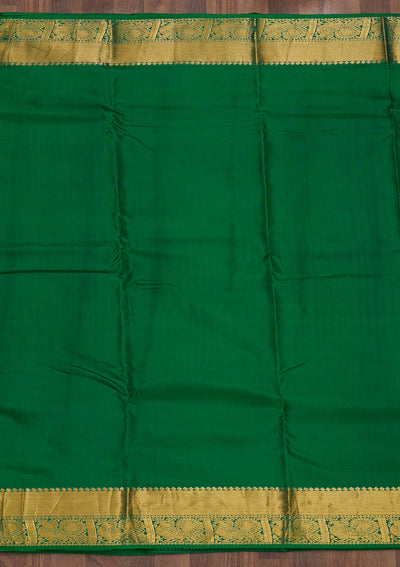 Leaf Green Zariwork Pure Silk Saree-Koskii