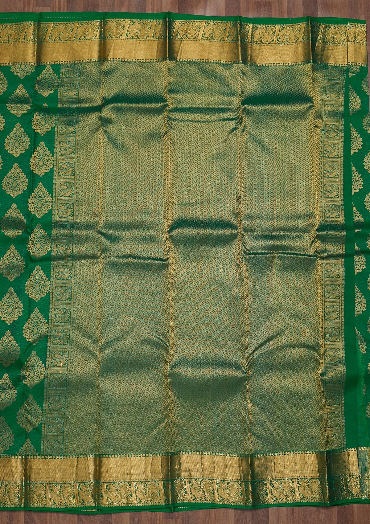 Leaf Green Zariwork Pure Silk Saree-Koskii