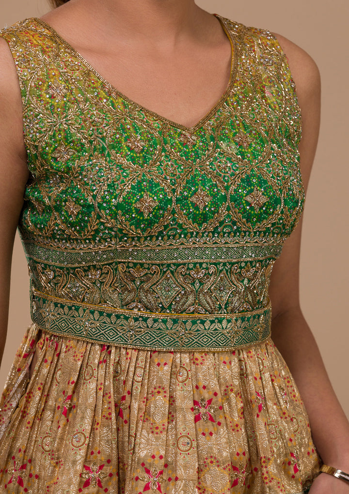 Leaf Green Cutdana Georgette Readymade Salwar Suit-Koskii