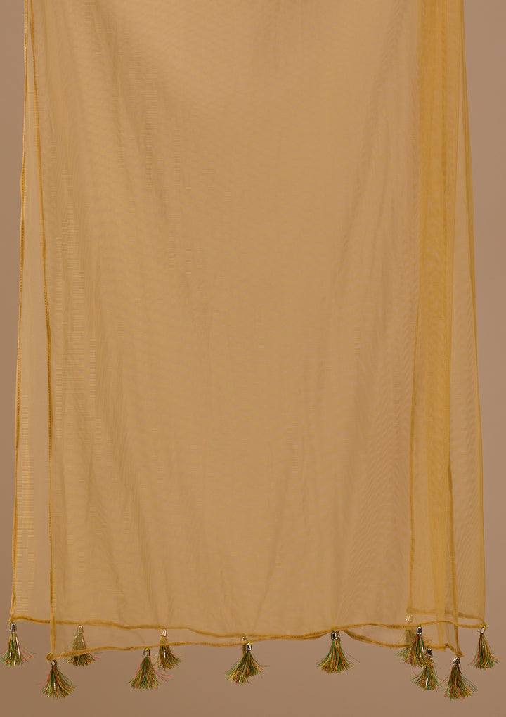 Leaf Green Cutdana Georgette Readymade Salwar Suit-Koskii