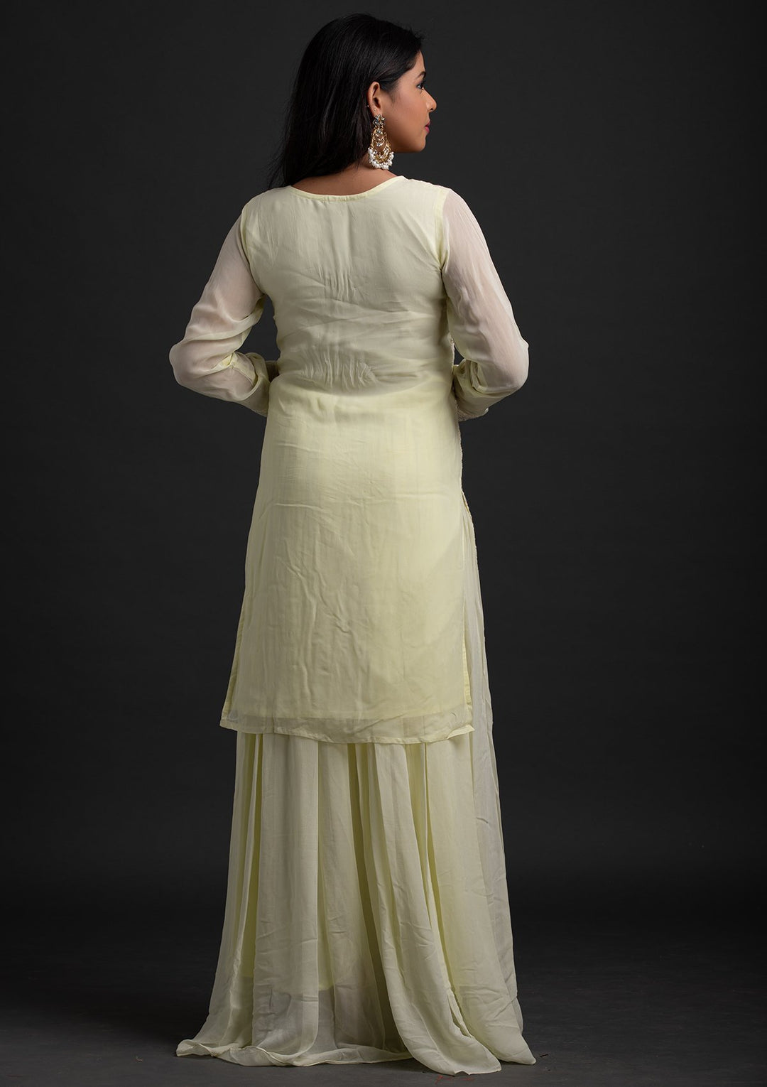 Lemon Yellow Chikankari Georgette Designer Salwar-Suit - koskii