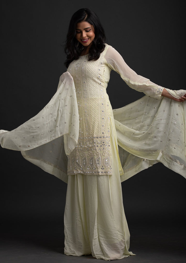 Lemon Yellow Chikankari Georgette Designer Salwar-Suit - koskii