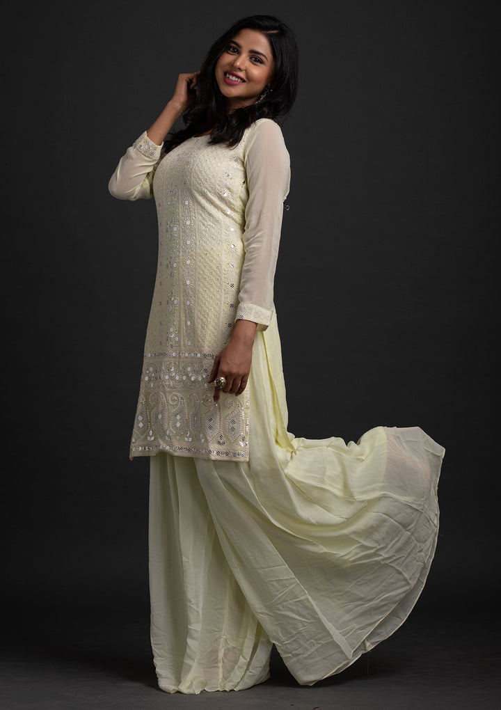 Lemon Yellow Chikankari Georgette Designer Salwar-Suit - koskii