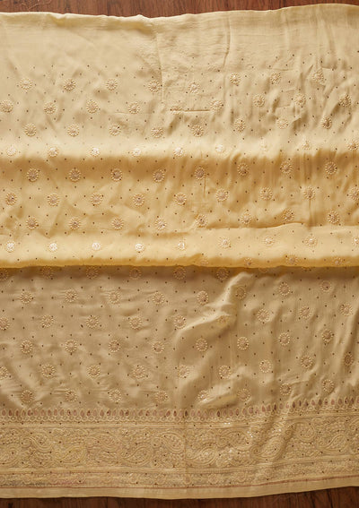 Lemon Yellow Gotapatti Semi Crepe Designer Unstitched Salwar Suit - koskii