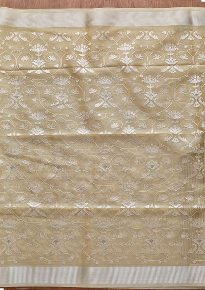 Lemon Yellow Threadwork Art Silk Designer Saree - koskii