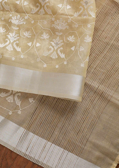 Lemon Yellow Threadwork Art Silk Designer Saree - koskii