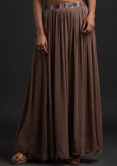 Light Brown Sequins Georgette Designer Salwar-Suit - koskii