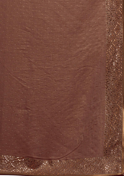 Light Brown Swarovski Tissue Designer Saree - koskii