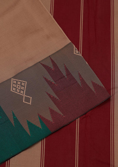 Light Brown Zariwork Art Silk Saree - Koskii