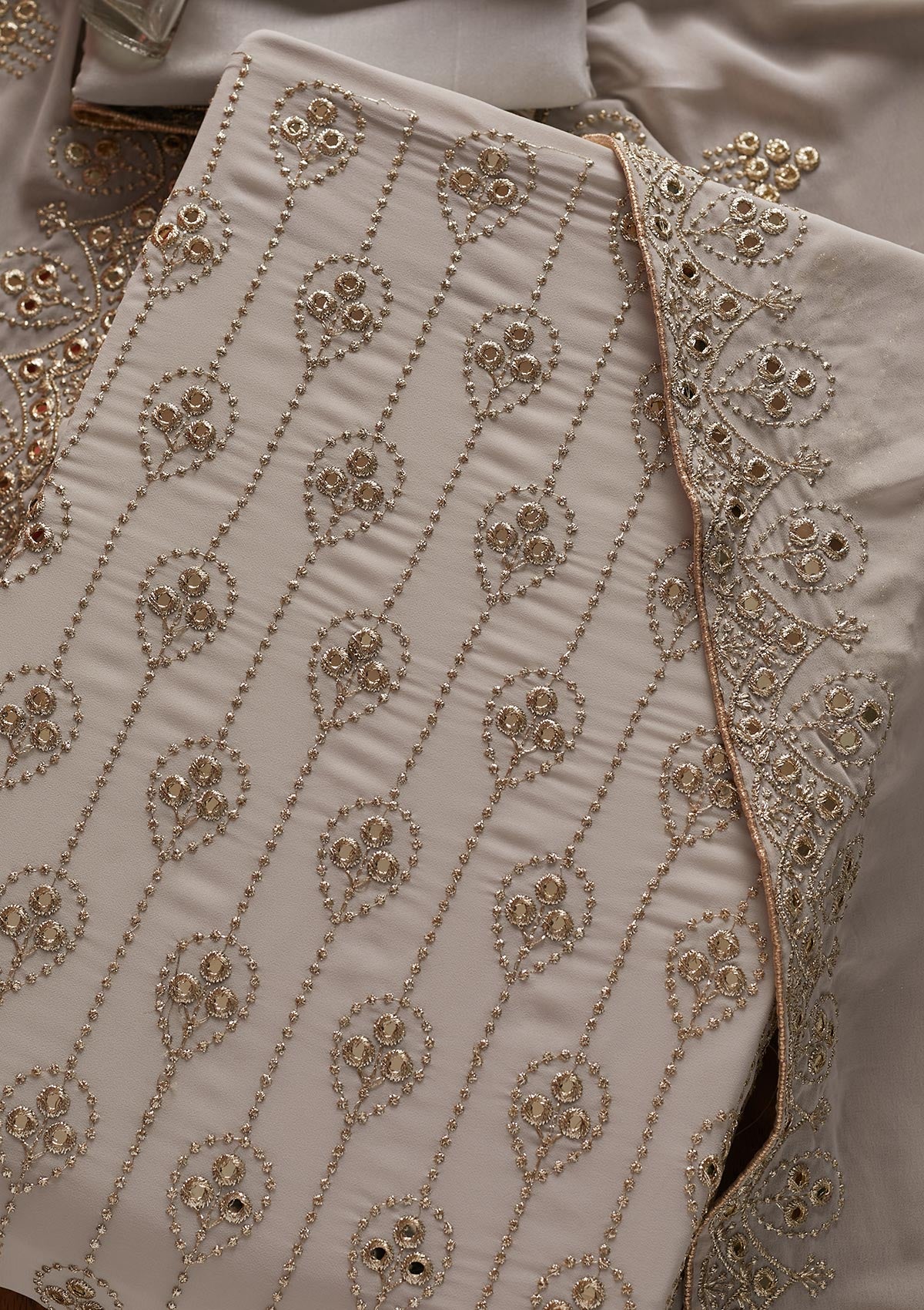 Light Grey Gotapatti Georgette Designer Unstitched Salwar Suit - koskii