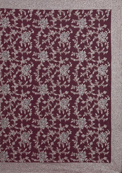 Light Grey Silver Zariwork Net Designer Saree - koskii