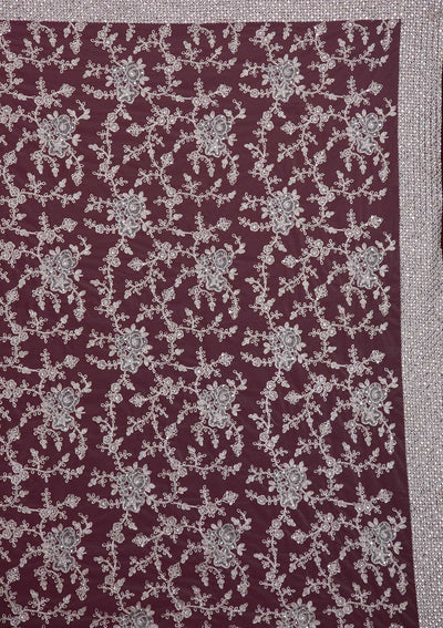 Light Grey Silver Zariwork Net Designer Saree - koskii