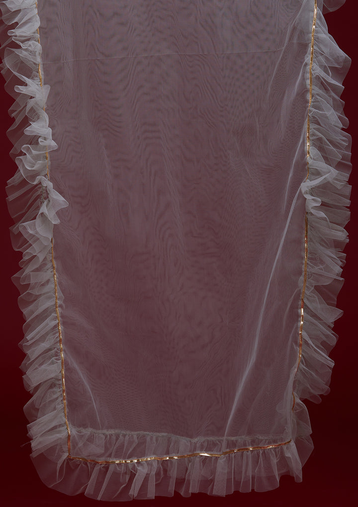Light Grey Sequins Georgette Designer Gown - Koskii