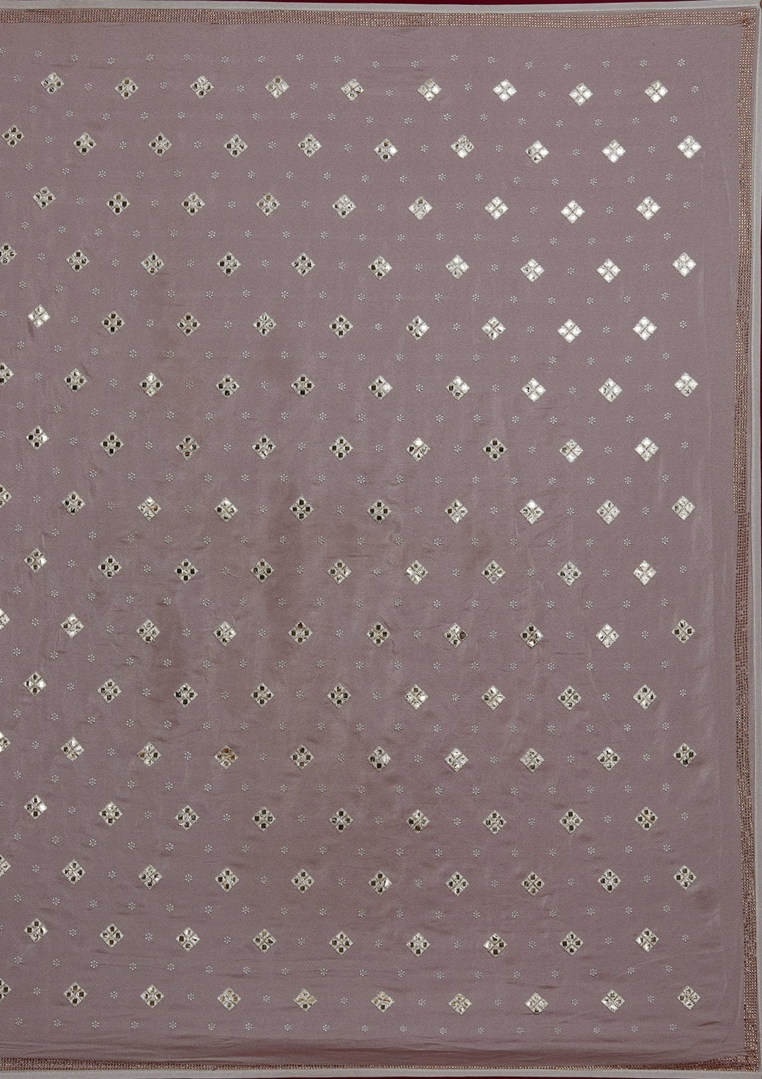 Light Grey Swarovski Semi Crepe Designer Saree-Koskii