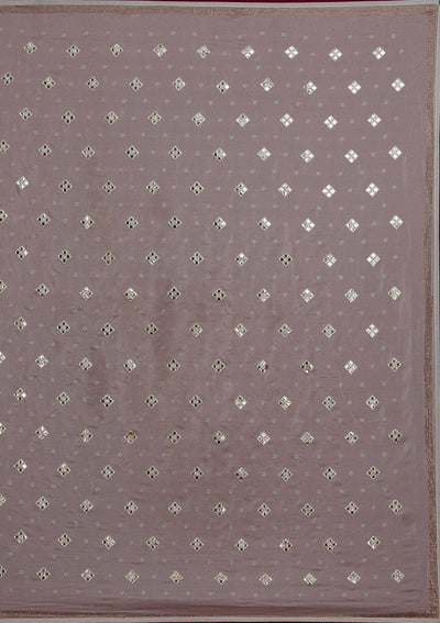 Light Grey Swarovski Semi Crepe Designer Saree-Koskii