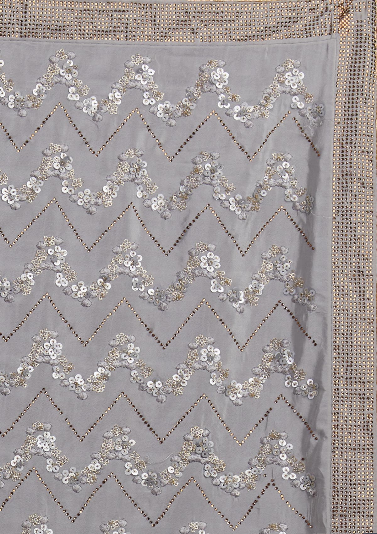 Light Grey Swarovski Semi Crepe Designer Saree - Koskii