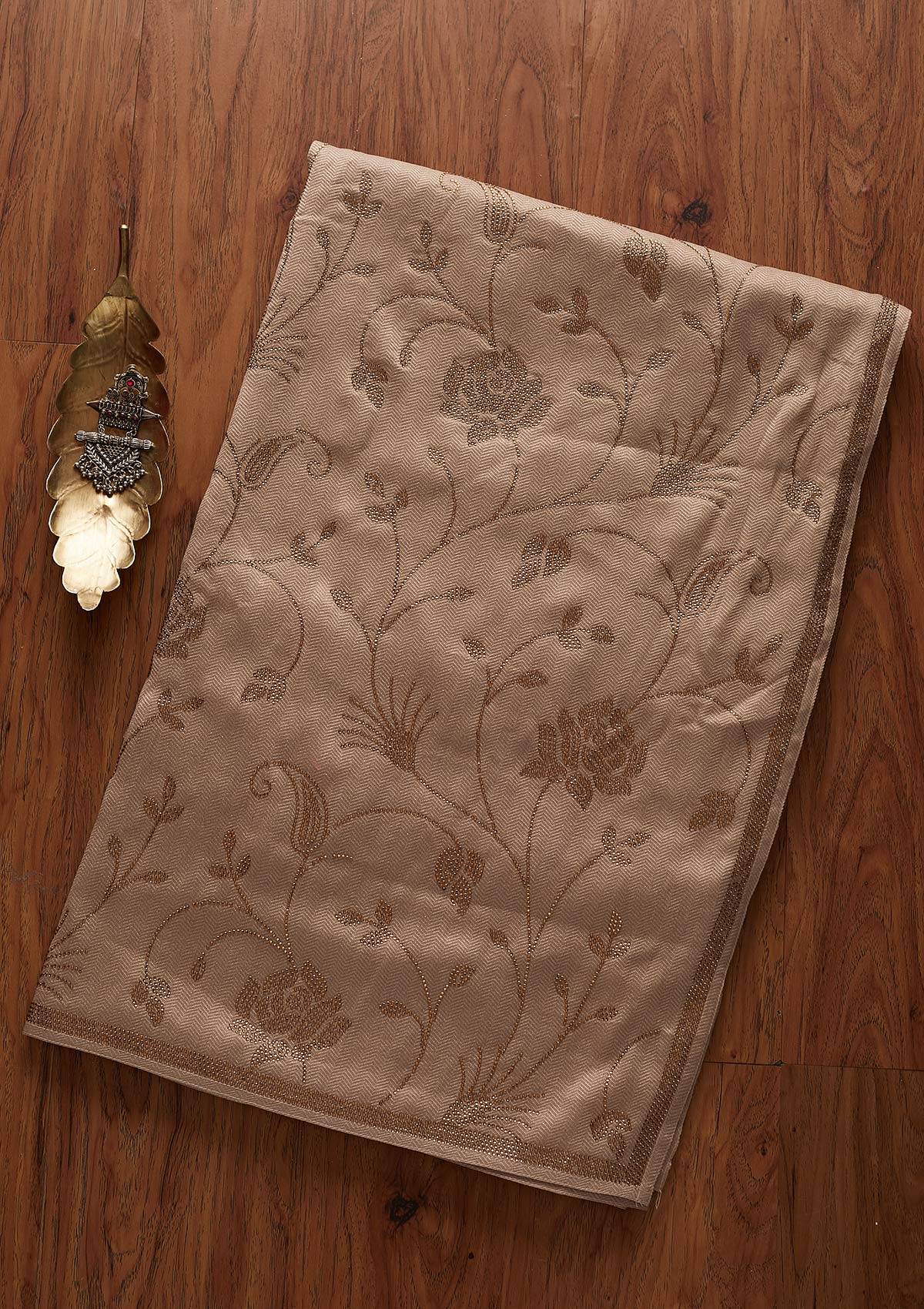 Light Grey Swarovski Shimmer Designer Saree - koskii