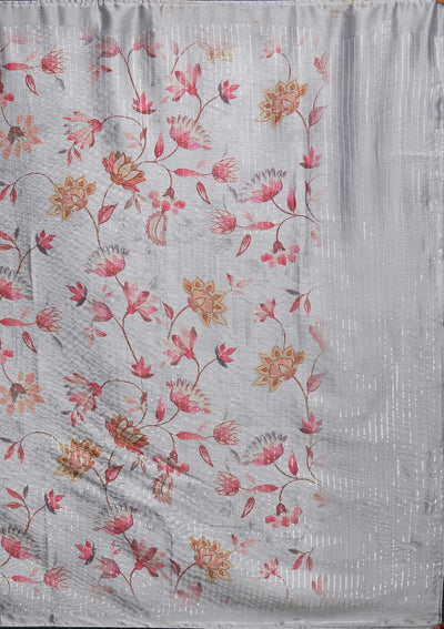 Light Grey Swarovski Taffeta Silk Saree - Koskii