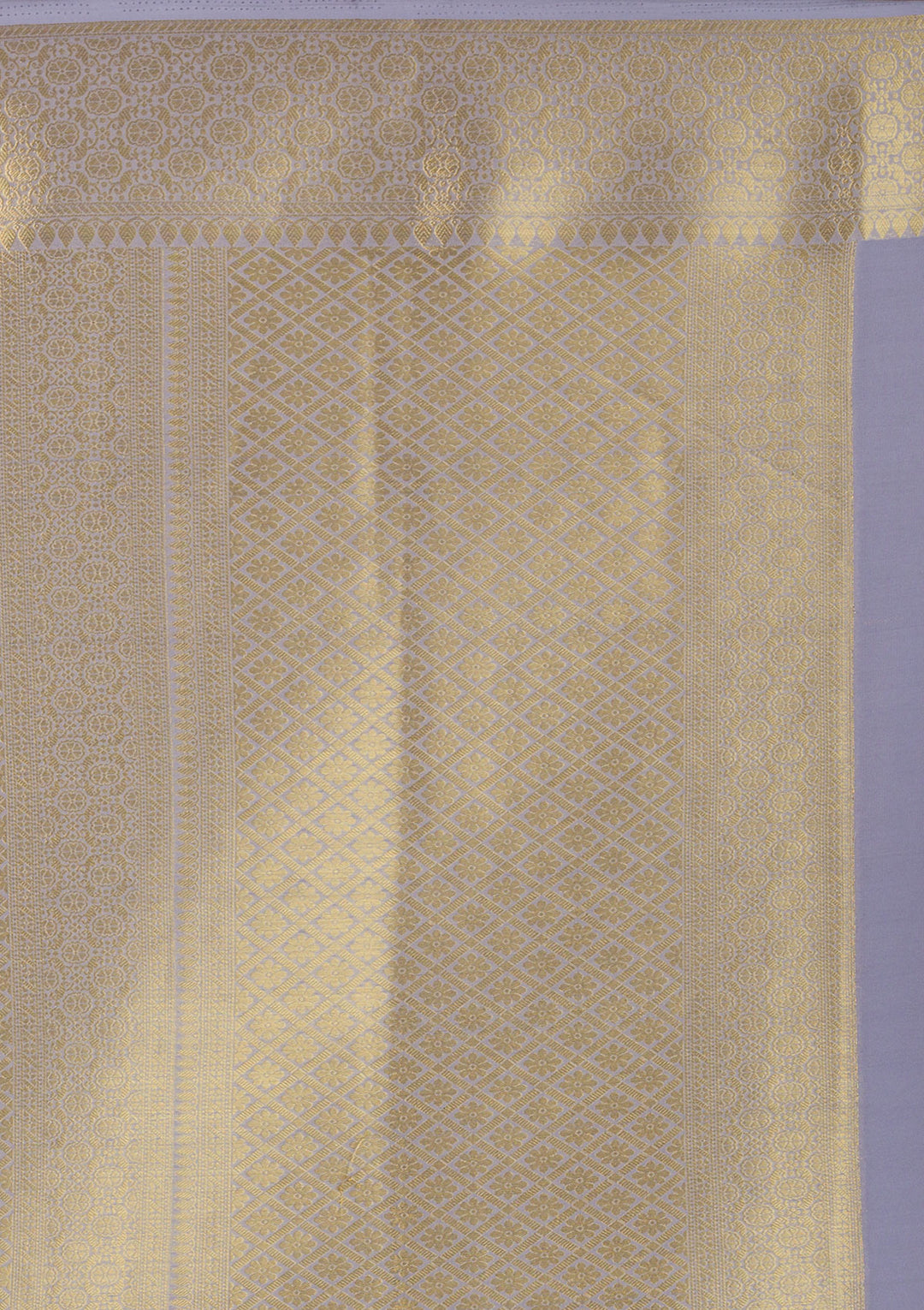 Light Grey Zariwork Art Silk Saree-Koskii