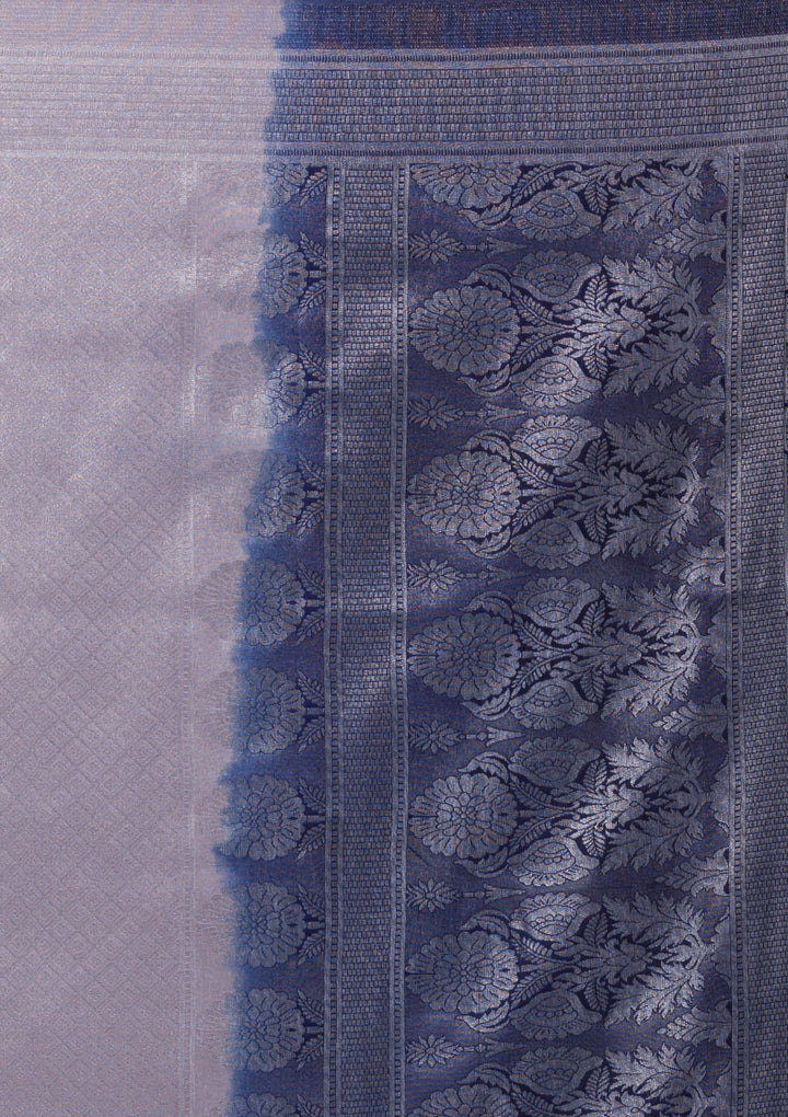 Light Grey Zariwork Art Silk Designer Saree-Koskii