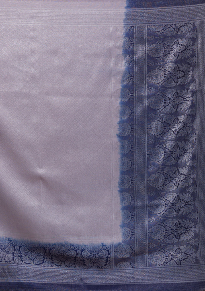 Light Grey Zariwork Art Silk Designer Saree-Koskii