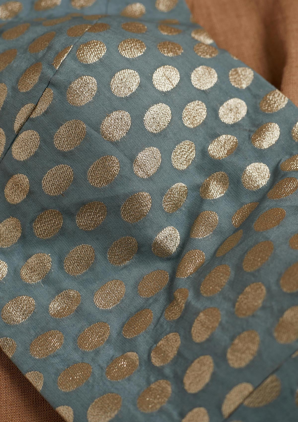 Light Grey Zariwork Banarasi Blouse - Koskii