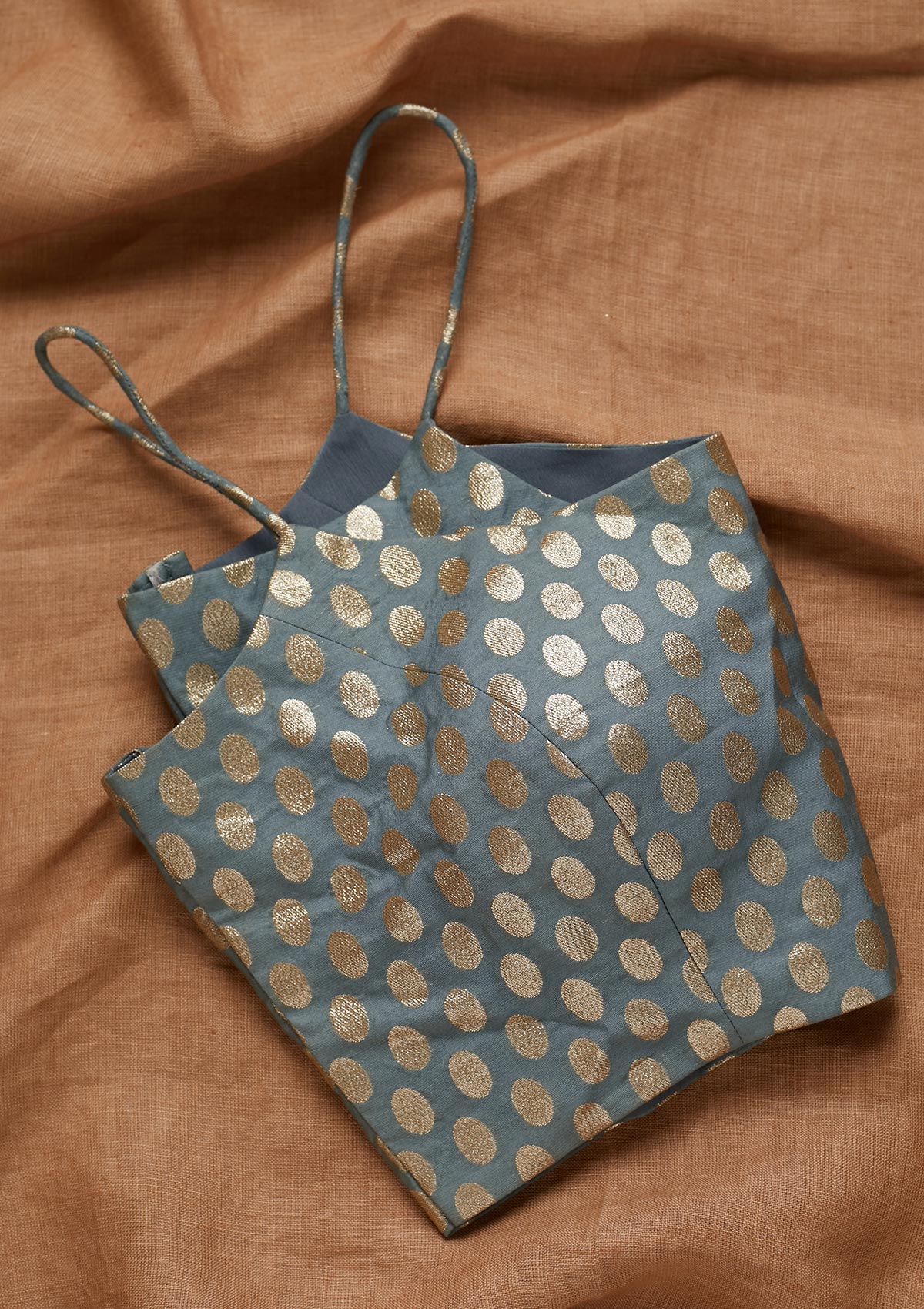 Light Grey Zariwork Banarasi Blouse - Koskii