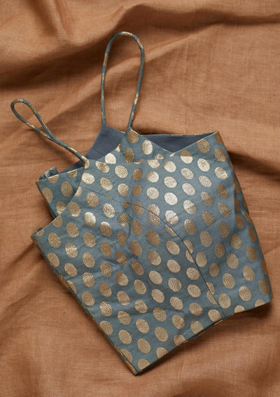 Light Grey Zariwork Banarasi Blouse - Koskii