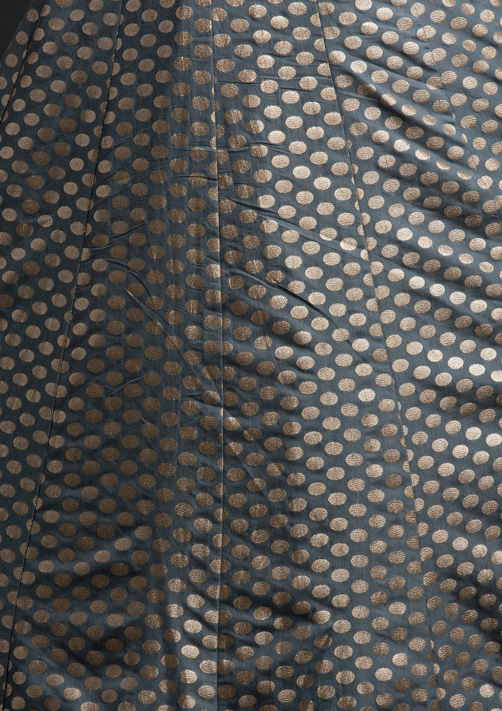 Light Grey Zariwork Banarasi Designer Skirt - koskii