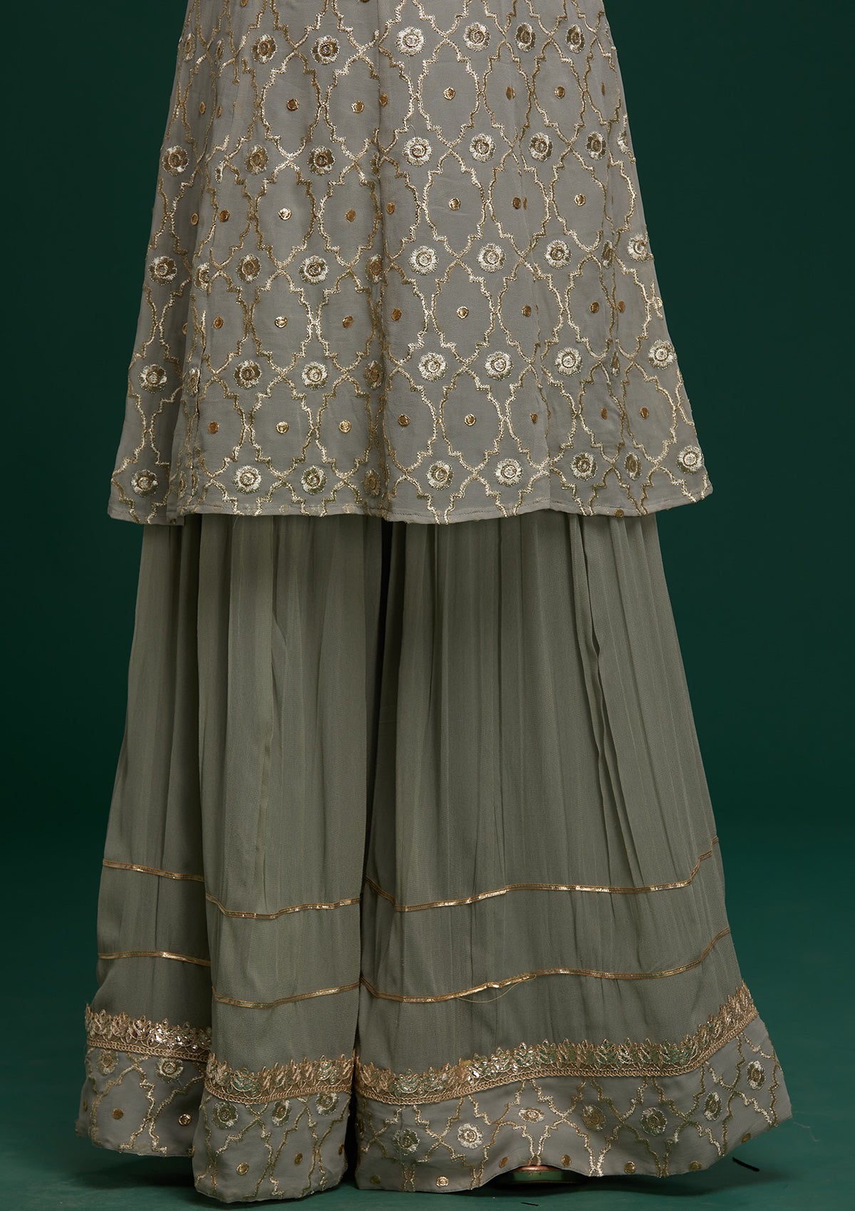 Light Grey Zariwork Georgette Designer Salwar Suit - Koskii