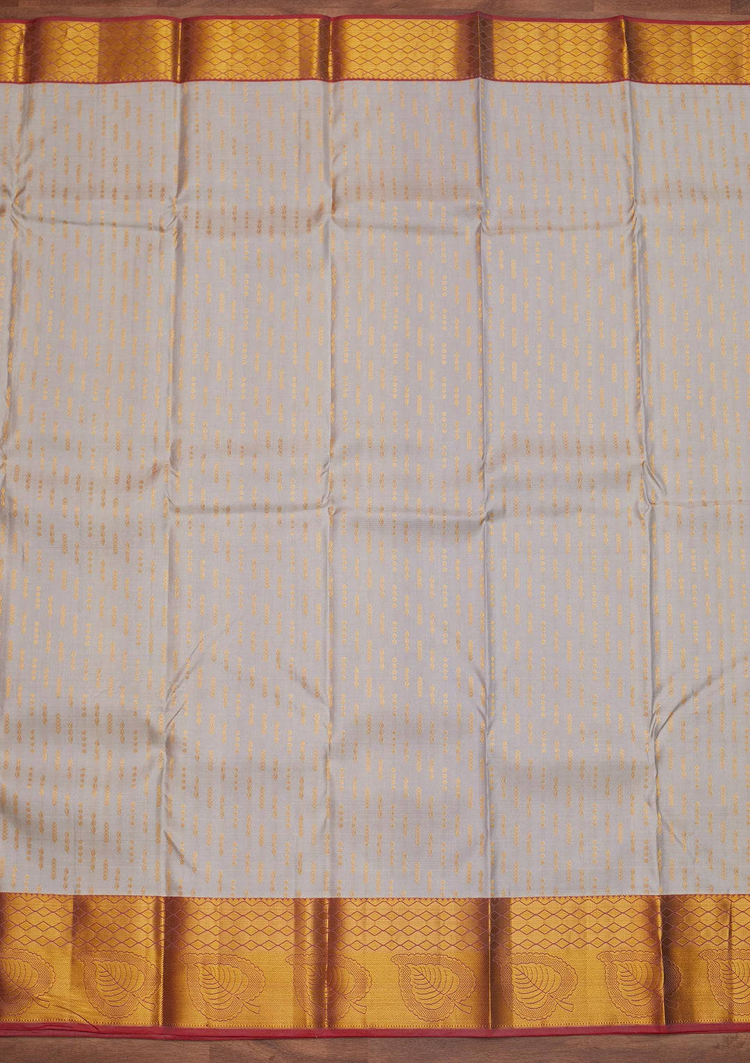 Light Grey Zariwork Pure Silk Designer Saree - Koskii