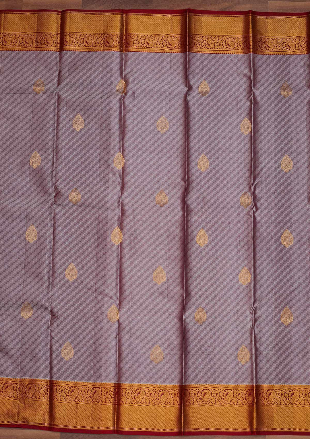 Light Grey Zariwork Pure Silk Designer Saree - Koskii