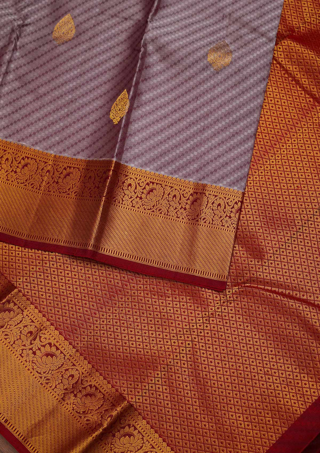 Light Grey Zariwork Pure Silk Designer Saree - Koskii