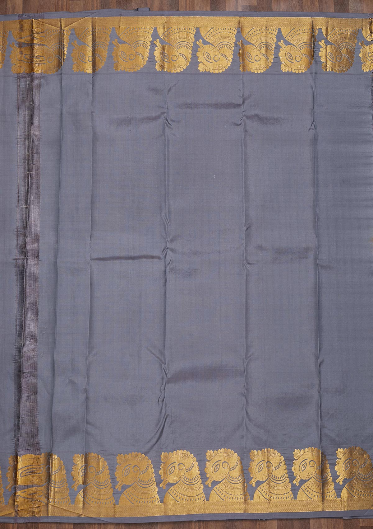 Light Grey Zariwork Pure Silk Saree-Koskii