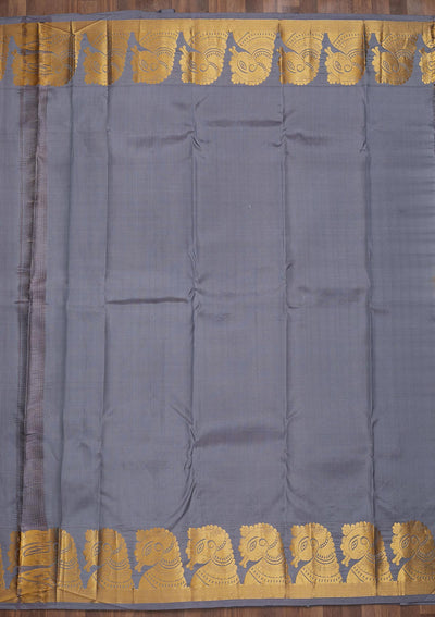 Light Grey Zariwork Pure Silk Saree-Koskii